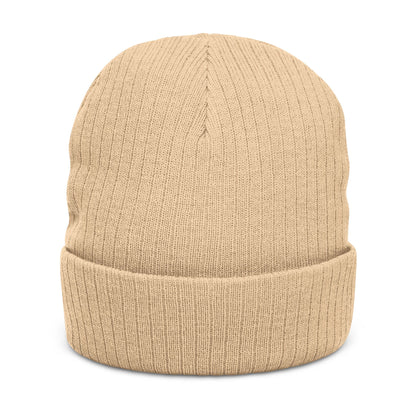 Jhora's Coffee Signature Embroidered Ribbed Beanie