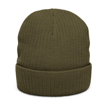 Jhora's Coffee Embroidered Ribbed Beanie