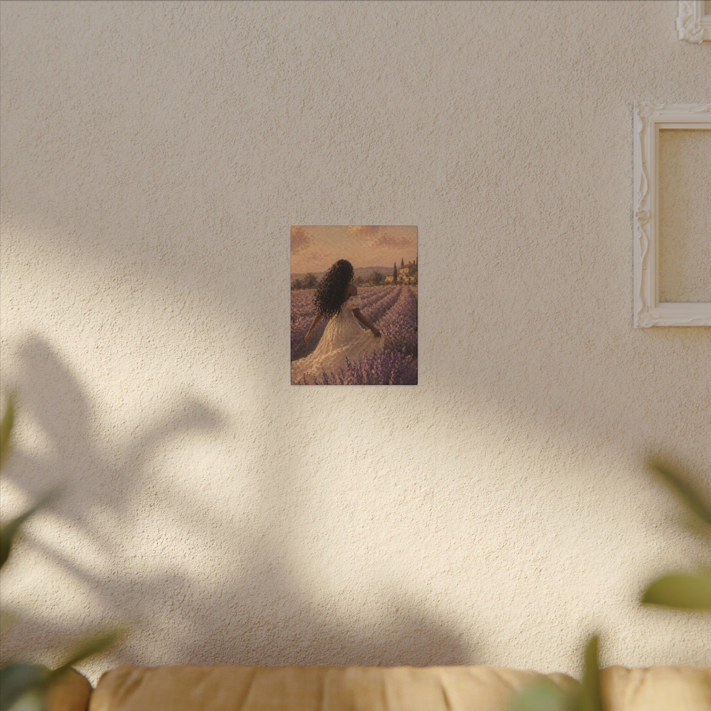 Lavender Field Canvas Print — Woman in Spring Meadow (Matte Stretched)