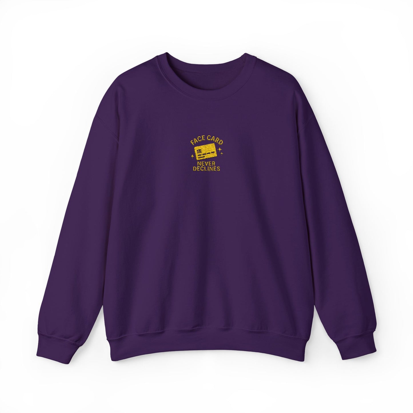 Face Card Never Declines Embroidered Crewneck Sweatshirt