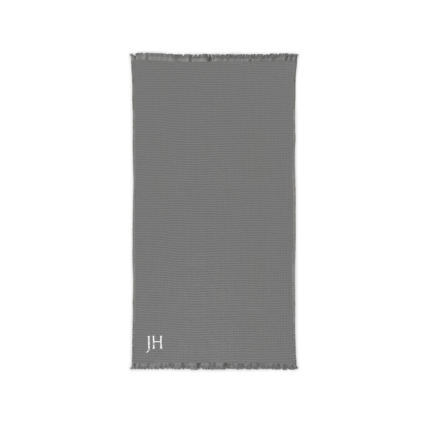 Personalized Embroidered Cotton Waffle Fringed Throw Blanket