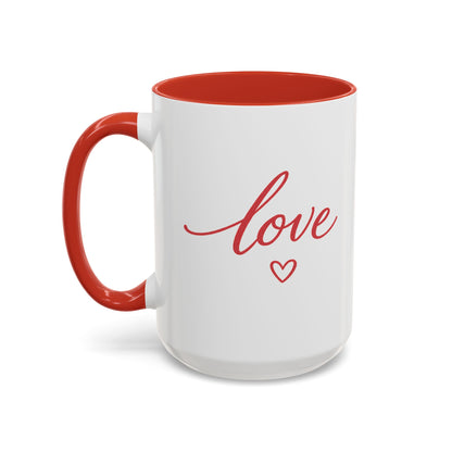 Love Script Accent Coffee Mug – Romantic Heart 11/15oz