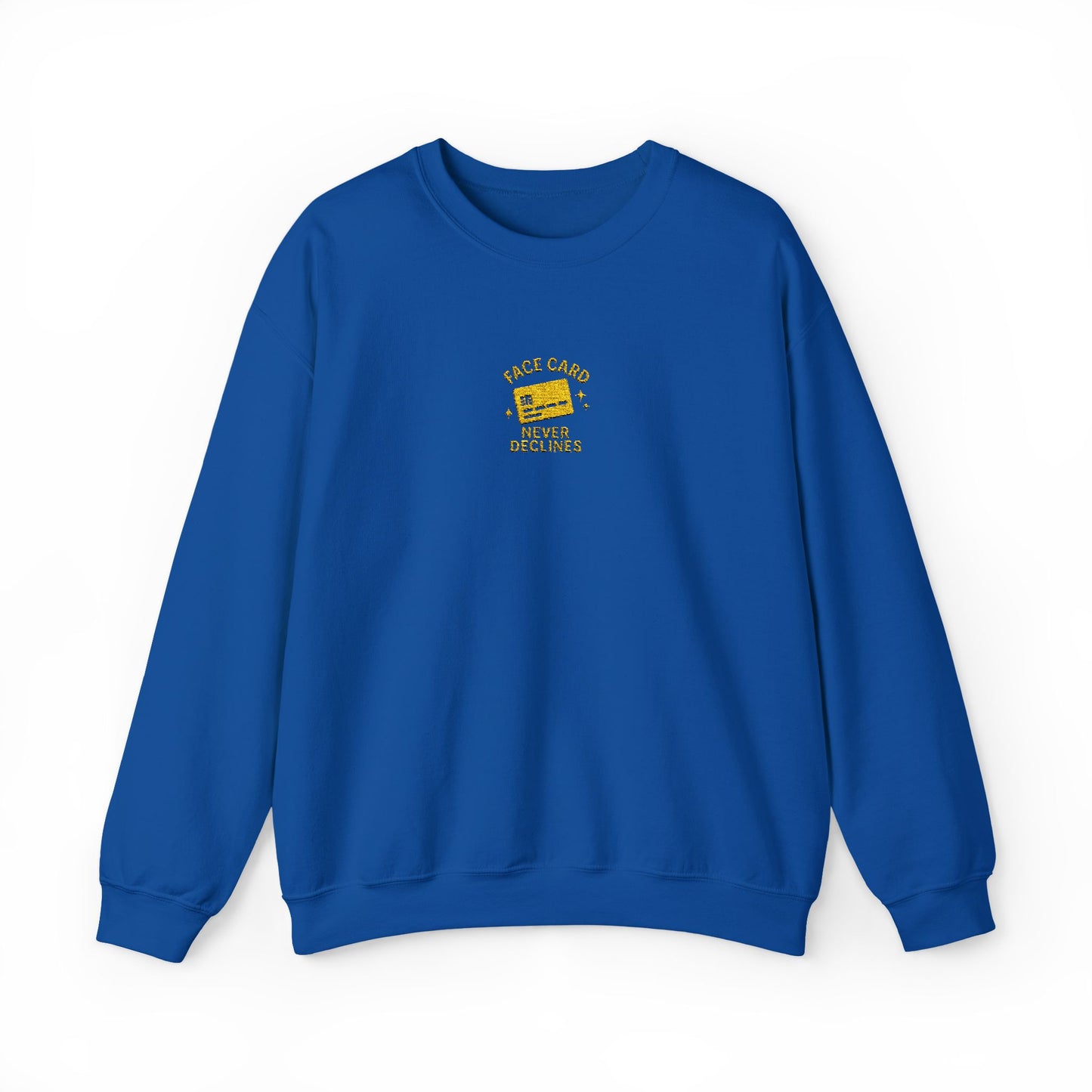 Face Card Never Declines Embroidered Crewneck Sweatshirt