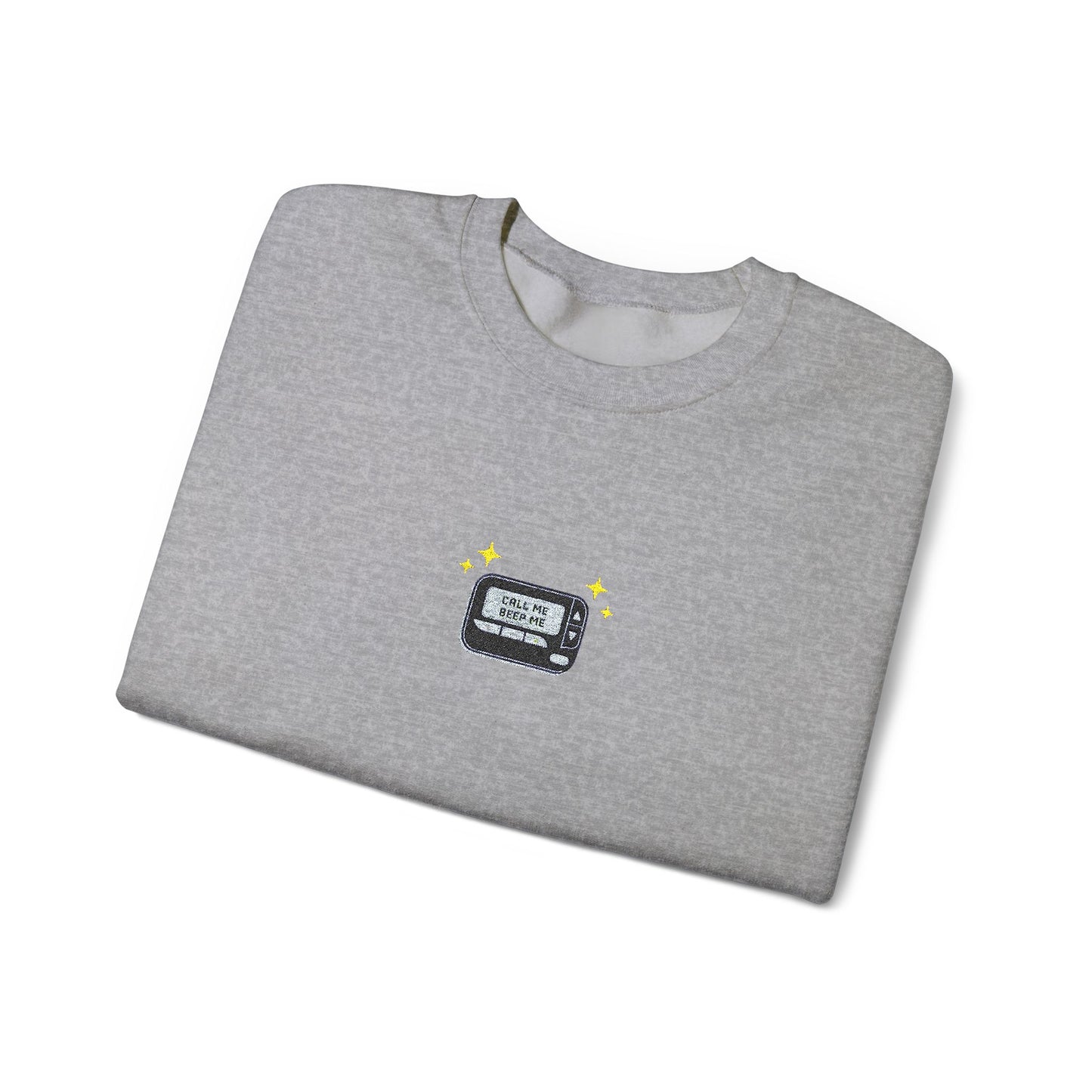 Call Me Beep Me Pager Embroidered Crewneck Sweatshirt