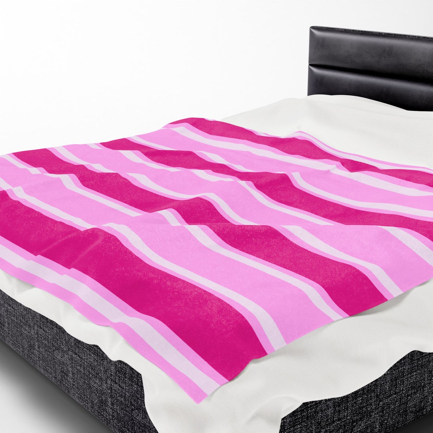 Think Pink Striped Velveteen Plush Blanket