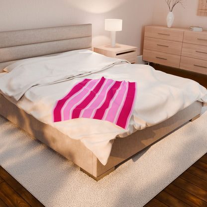 Think Pink Striped Velveteen Plush Blanket