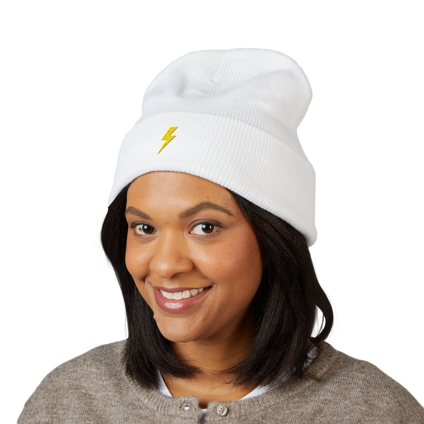 Lightning Bolt Embroidered Classic Cuffed Beanie