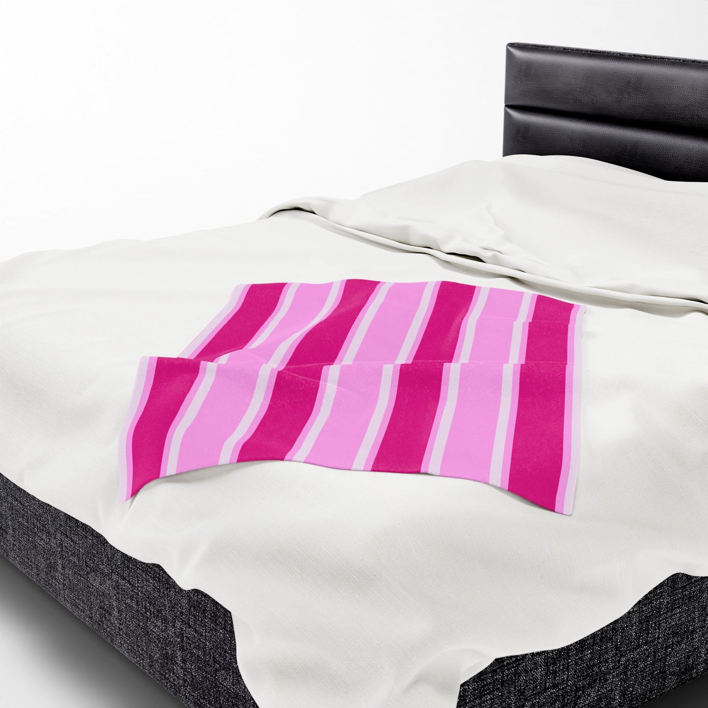 Think Pink Striped Velveteen Plush Blanket