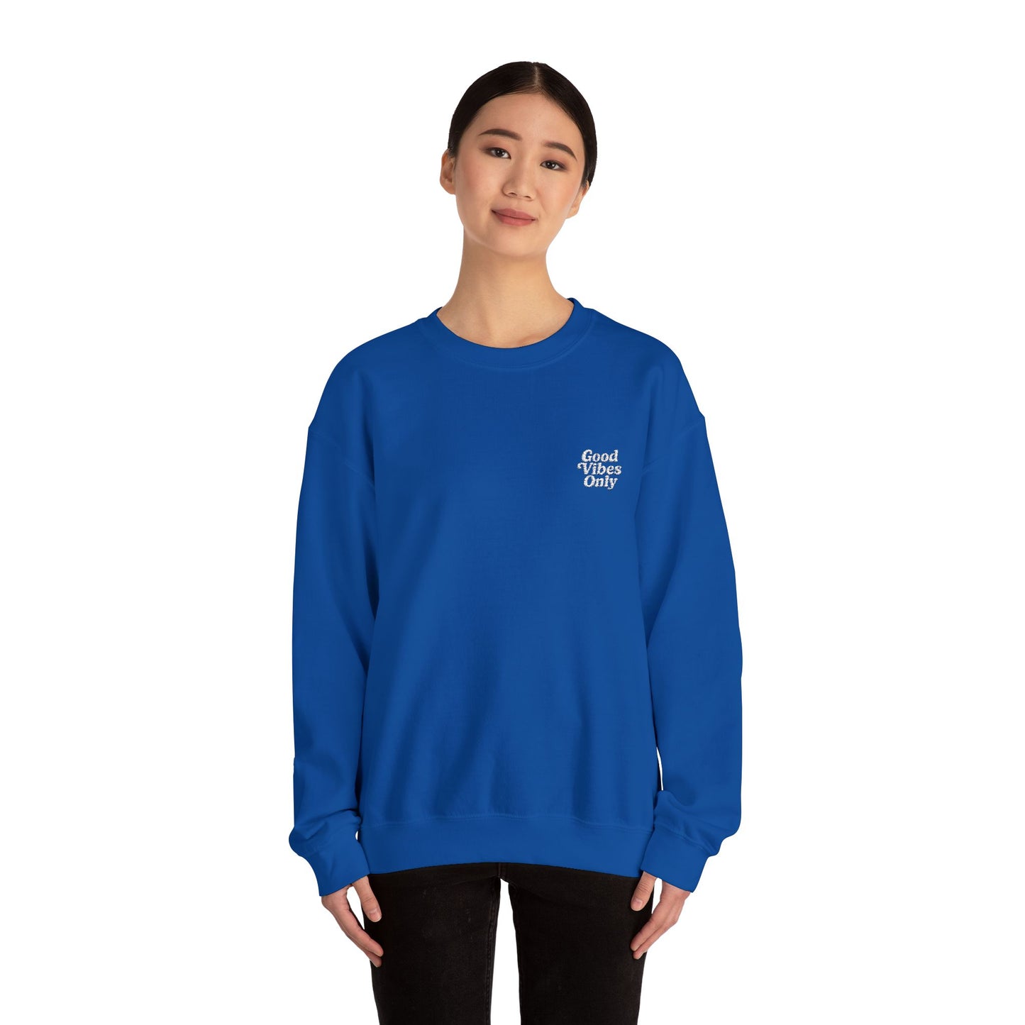 Good Vibes Only Retro Embroidered Crewneck Sweatshirt