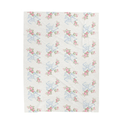 Rosa Beaux Blue Velveteen Plush Blanket