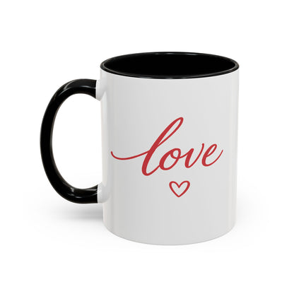Love Script Accent Coffee Mug – Romantic Heart 11/15oz