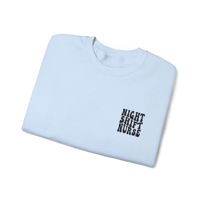 Night Shift Nurse Groovy Embroidered Crewneck Sweatshirt