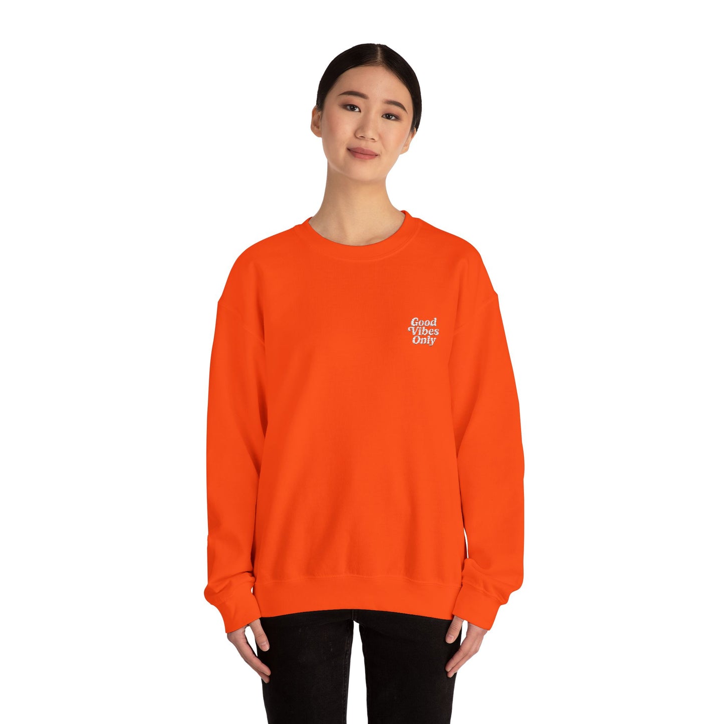 Good Vibes Only Retro Embroidered Crewneck Sweatshirt
