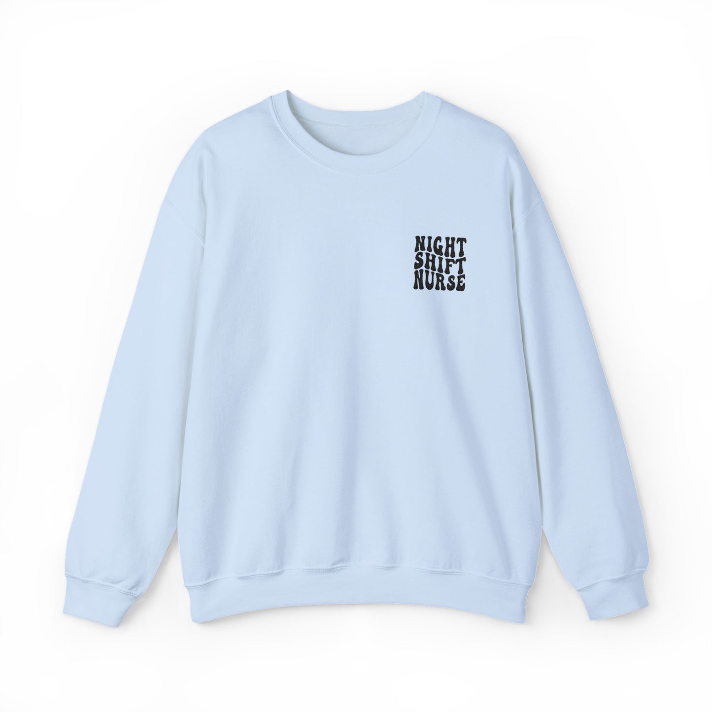 Night Shift Nurse Groovy Embroidered Crewneck Sweatshirt