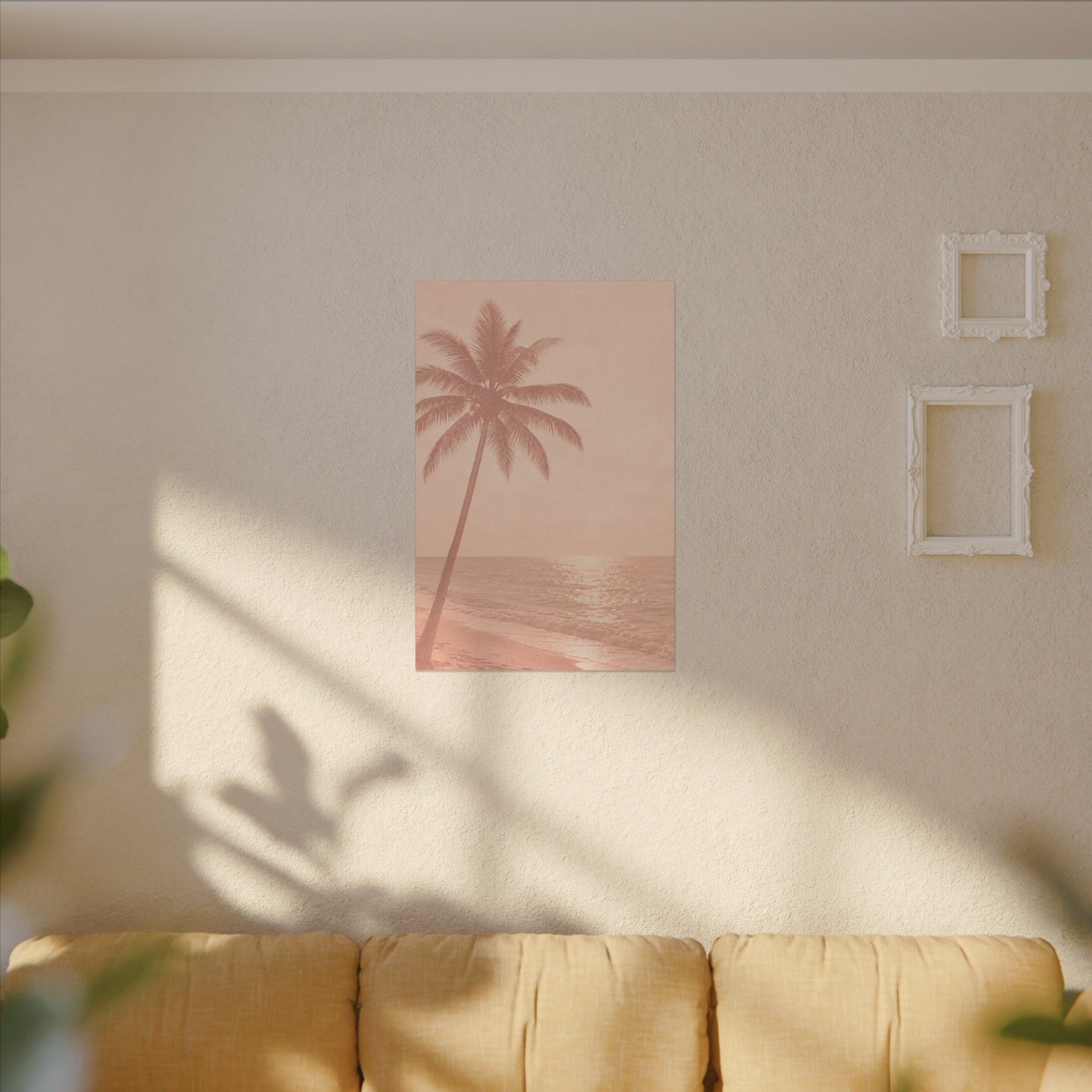 Blush Palm Beach — Matte Stretched Canvas Wall Art