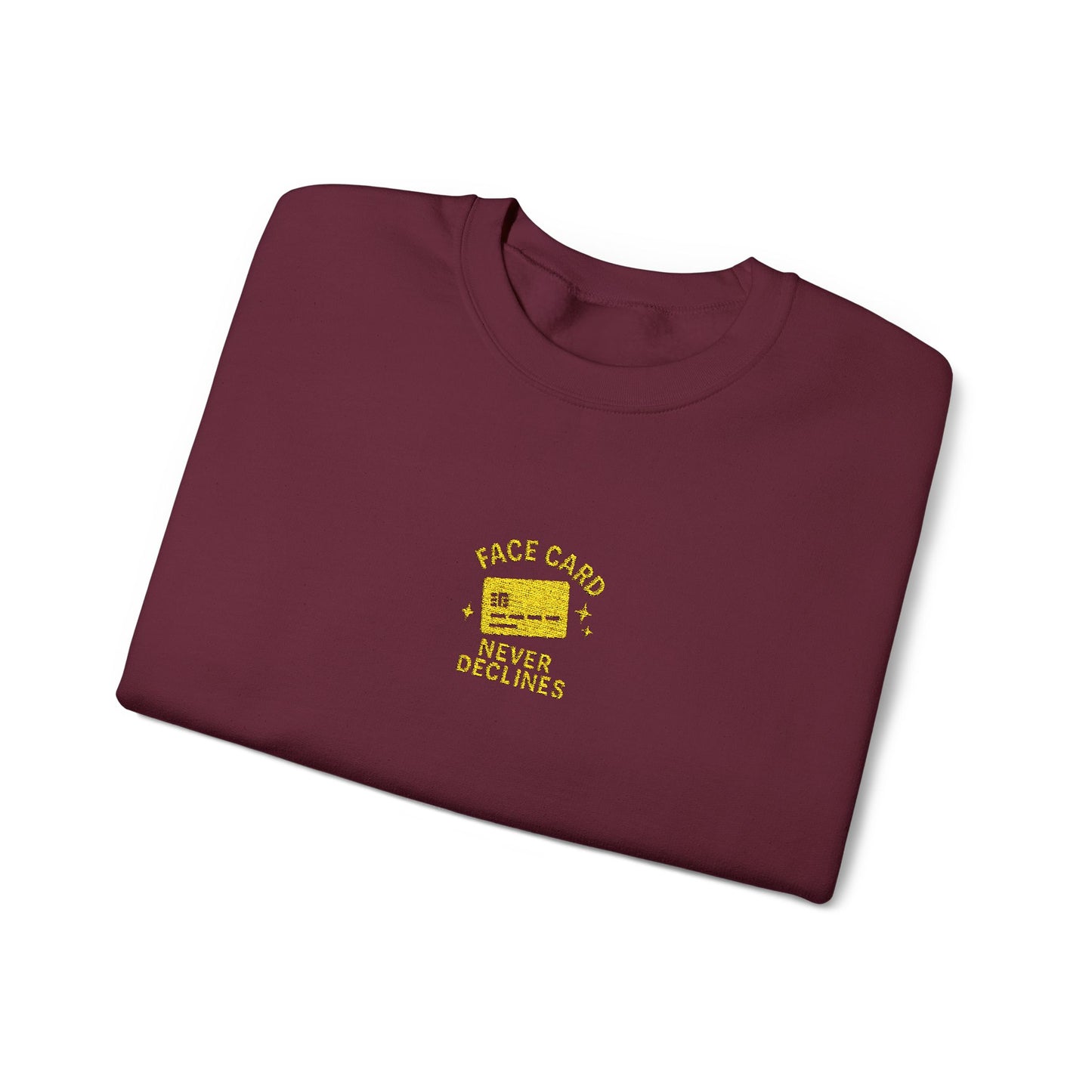 Face Card Never Declines Embroidered Crewneck Sweatshirt