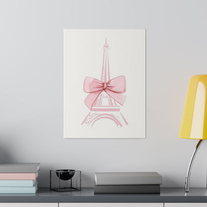Eiffel Tower Bow Matte Canvas, Stretched