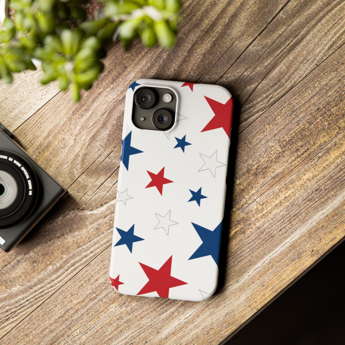 Red White and Blue Stars Slim iPhone Case