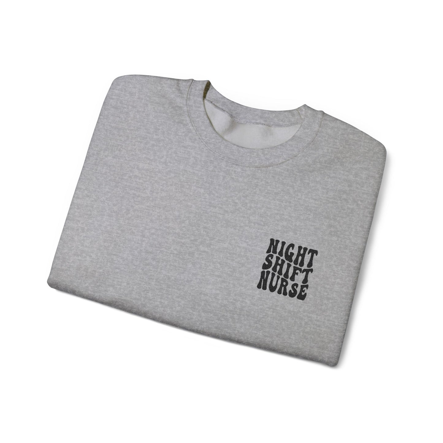 Night Shift Nurse Groovy Embroidered Crewneck Sweatshirt