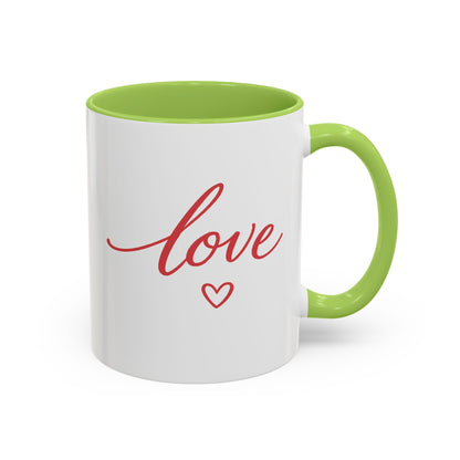 Love Script Accent Coffee Mug – Romantic Heart 11/15oz