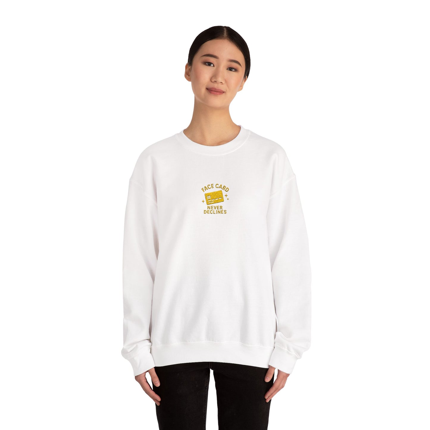 Face Card Never Declines Embroidered Crewneck Sweatshirt