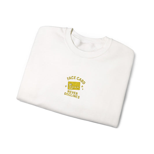 Face Card Never Declines Embroidered Crewneck Sweatshirt
