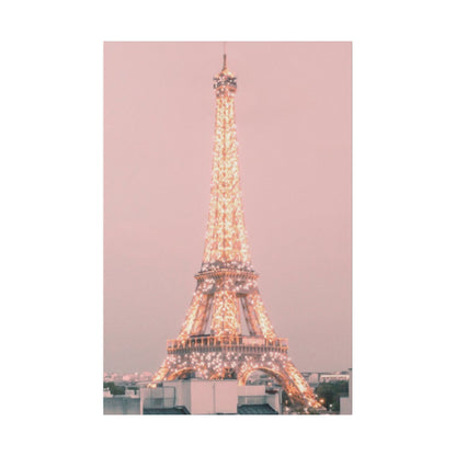 Sunset Paris Eiffel Tower Matte Canvas, Stretched