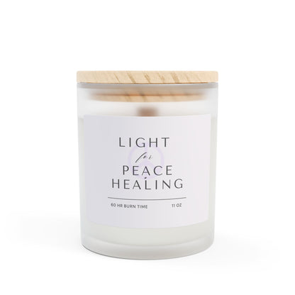 Light for Peace and Healing Frosted Glass Woodwick Candle