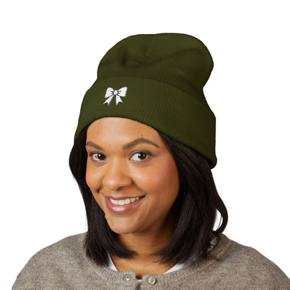 Emoji Bow Embroidered Classic Cuffed Beanie