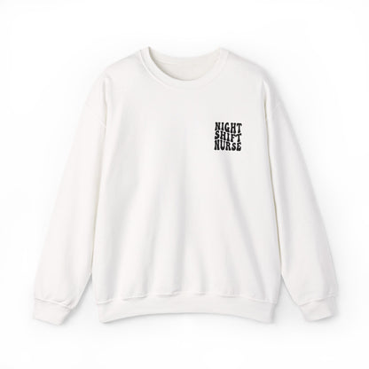Night Shift Nurse Groovy Embroidered Crewneck Sweatshirt