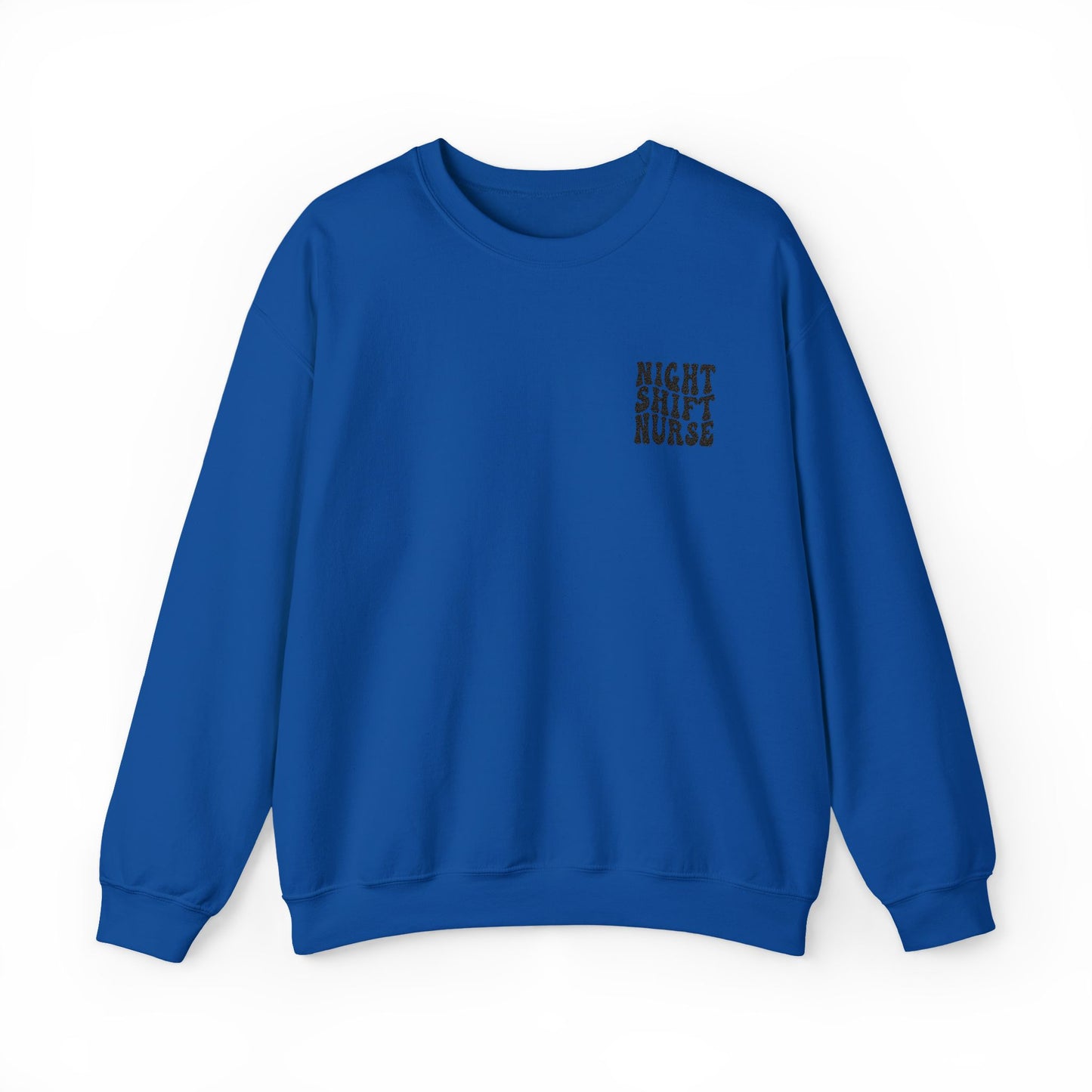 Night Shift Nurse Groovy Embroidered Crewneck Sweatshirt