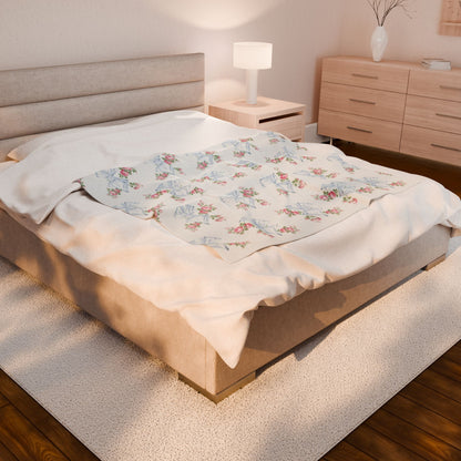 Rosa Beaux Blue Velveteen Plush Blanket