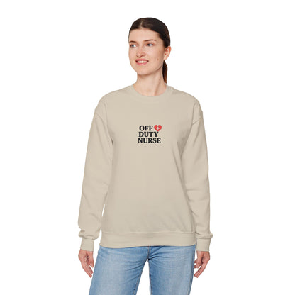 Off Duty Nurse Heart Embroidered Crewneck Sweatshirt