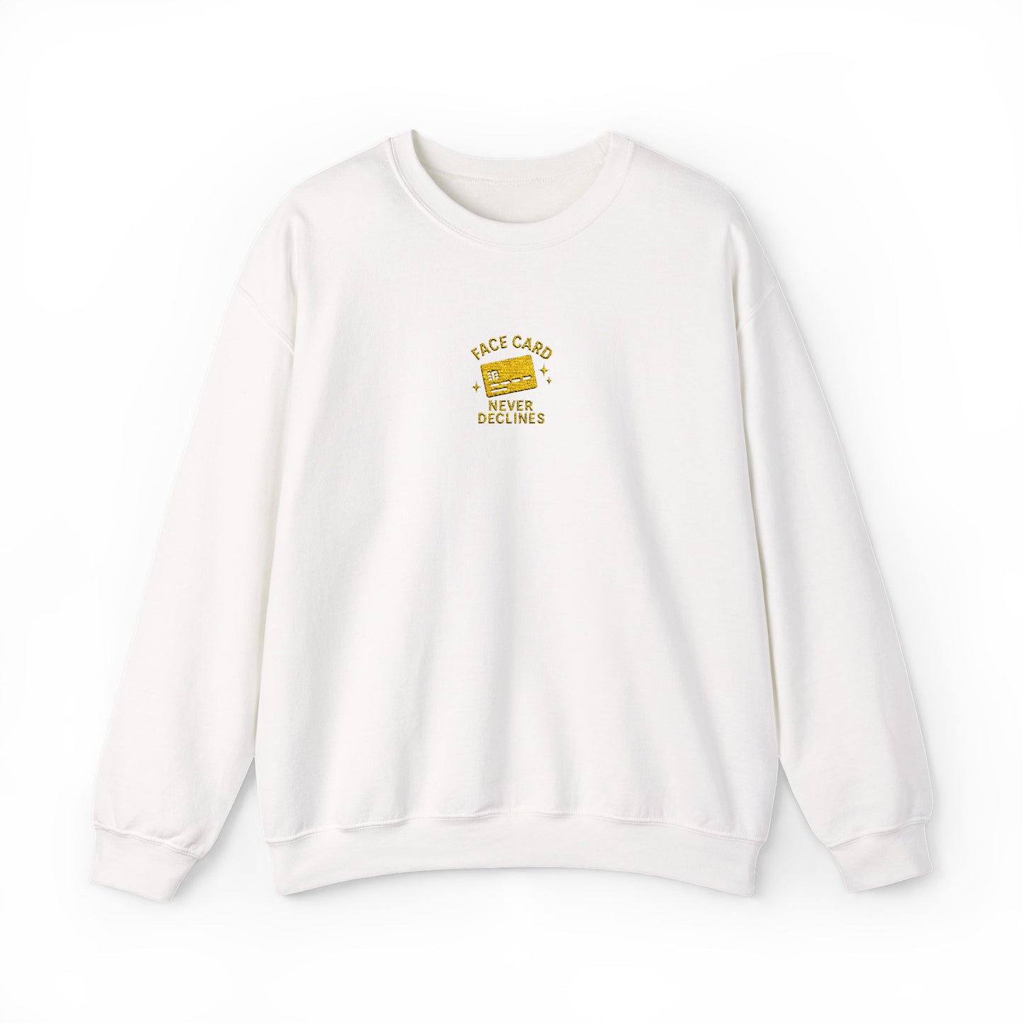 Face Card Never Declines Embroidered Crewneck Sweatshirt