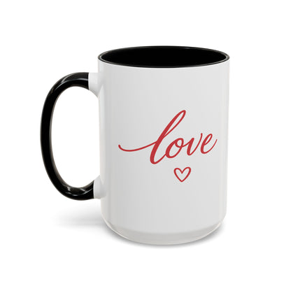 Love Script Accent Coffee Mug – Romantic Heart 11/15oz