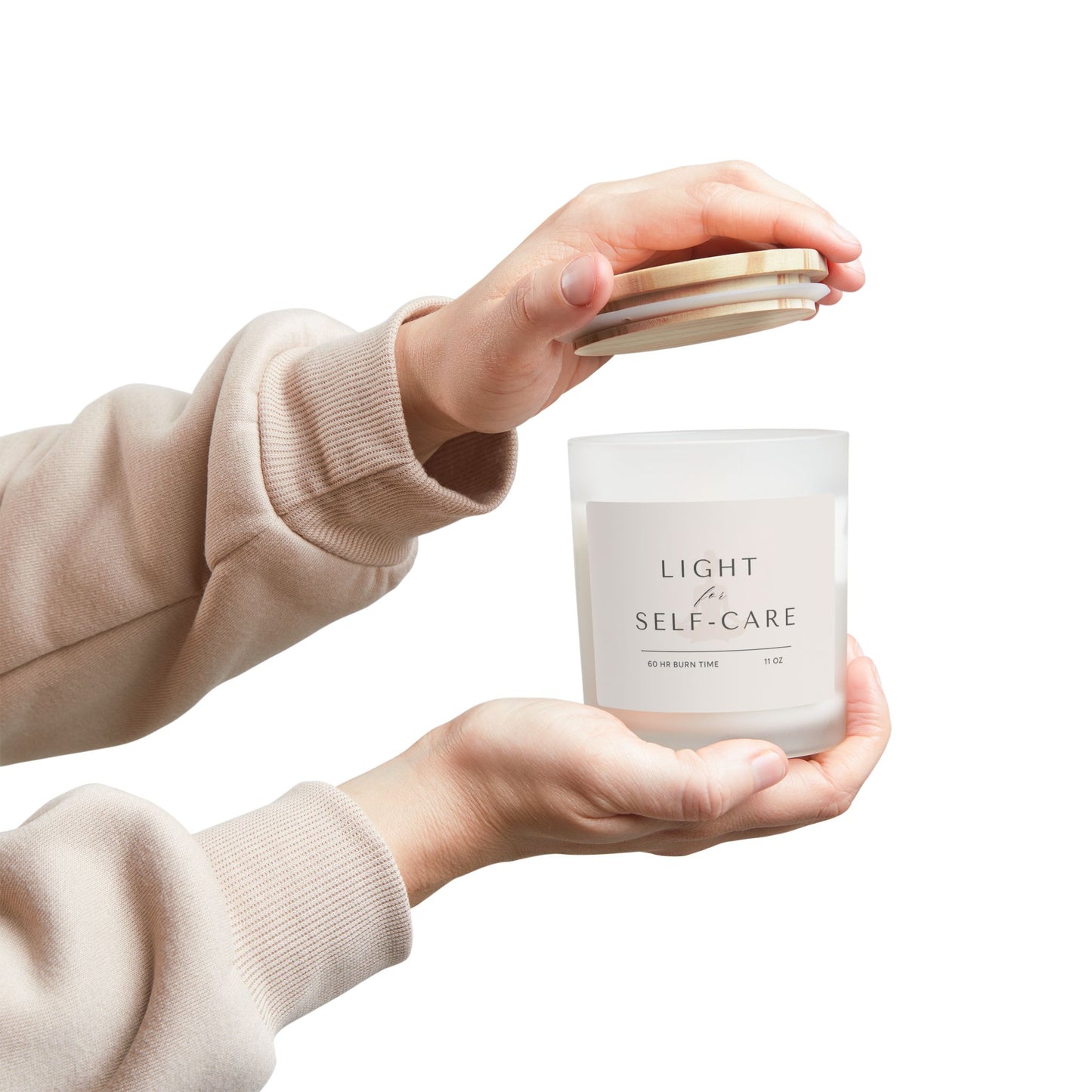Light for Self-Care Frosted Glass Woodwick Candle