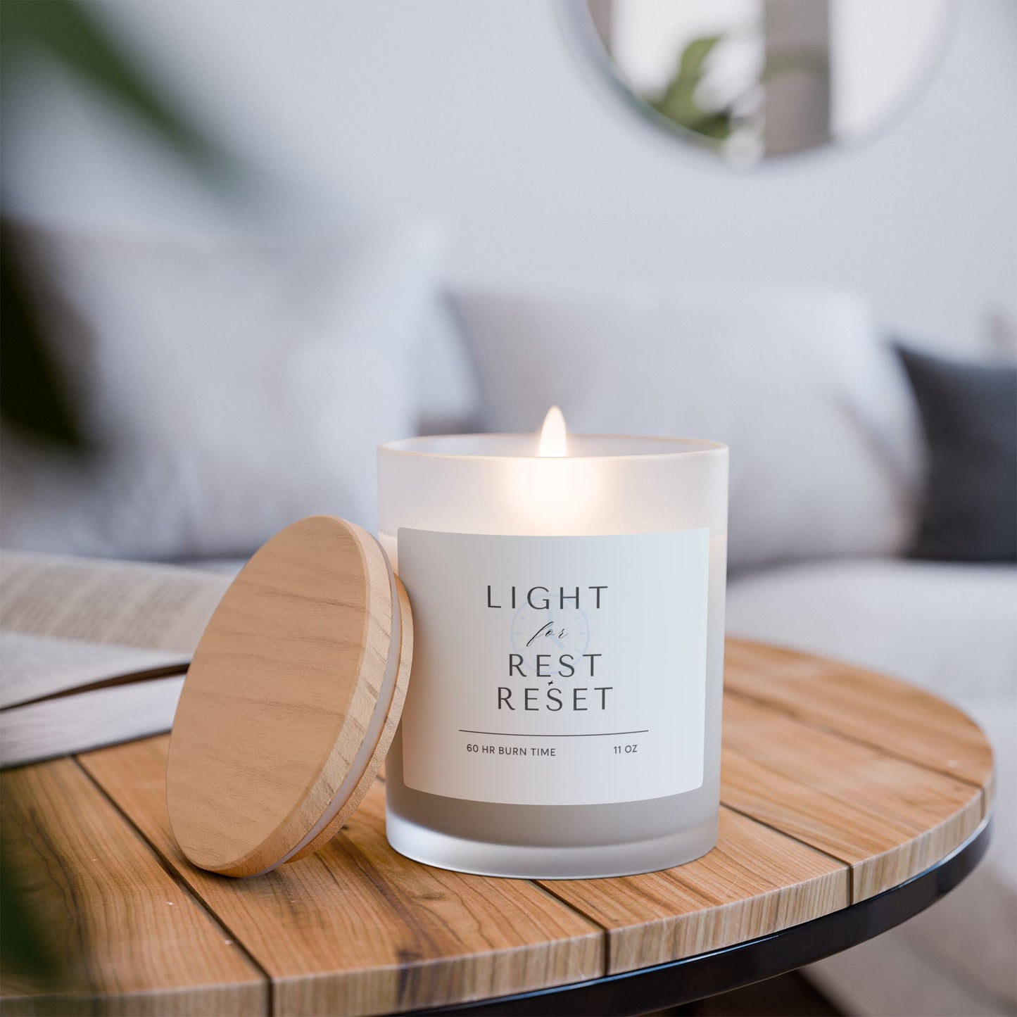 Light for Rest and Reset Frosted Glass Woodwick Candle