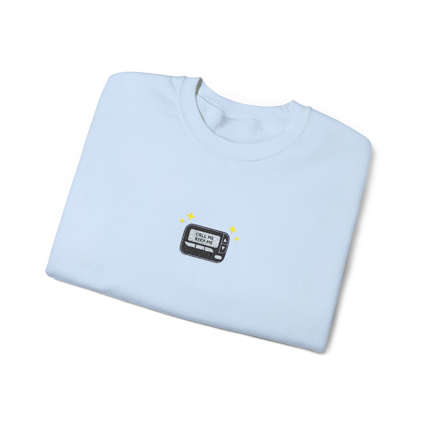 Call Me Beep Me Pager Embroidered Crewneck Sweatshirt