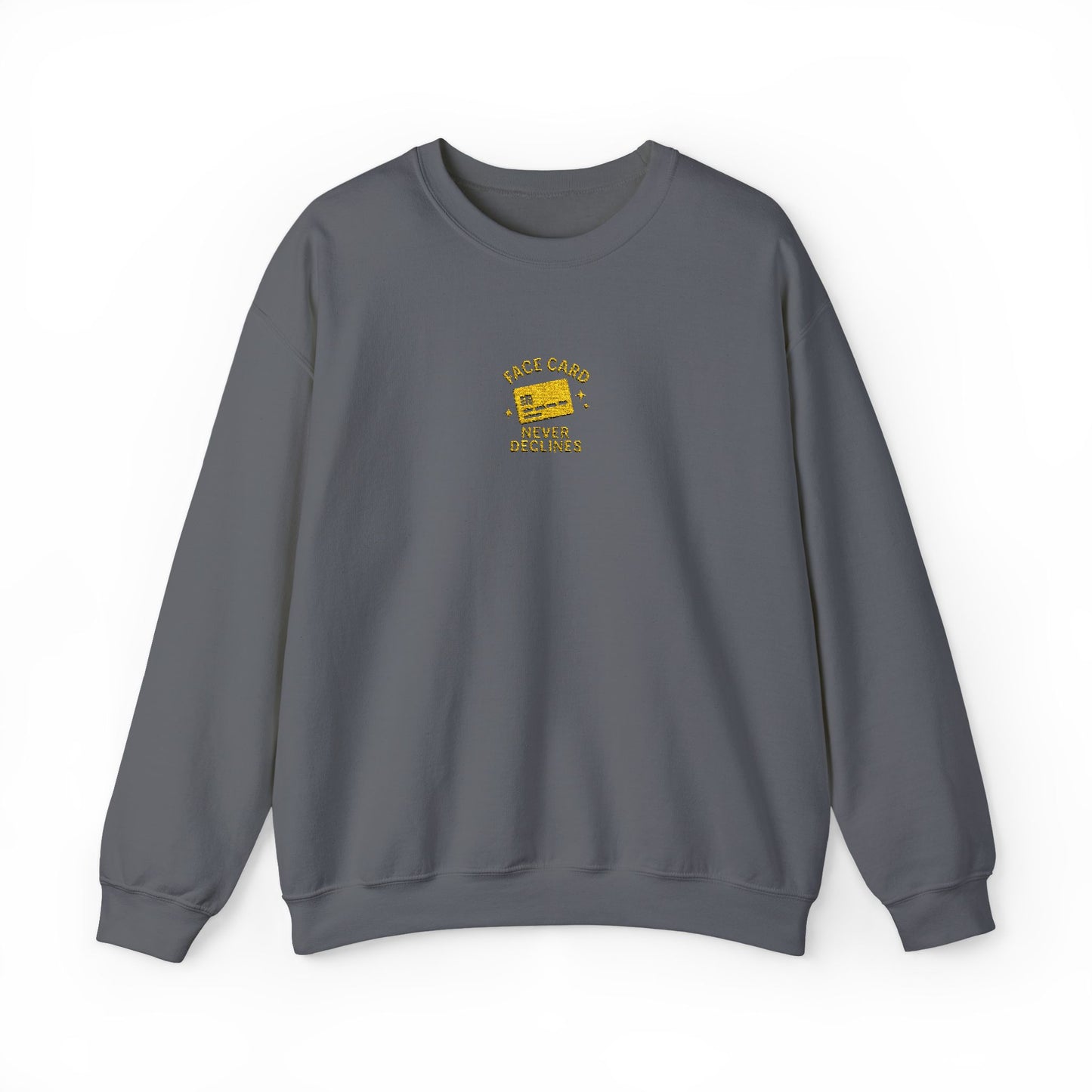 Face Card Never Declines Embroidered Crewneck Sweatshirt
