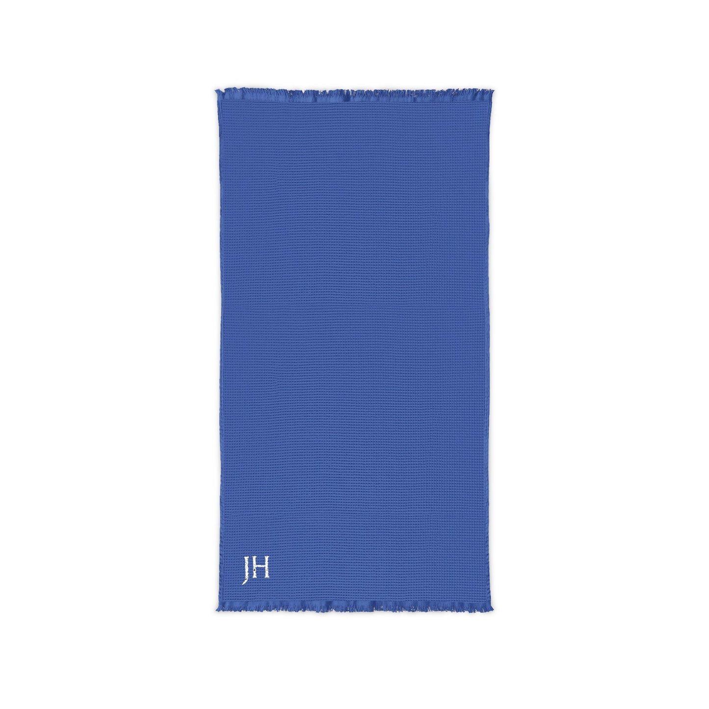 Personalized Embroidered Cotton Waffle Fringed Throw Blanket