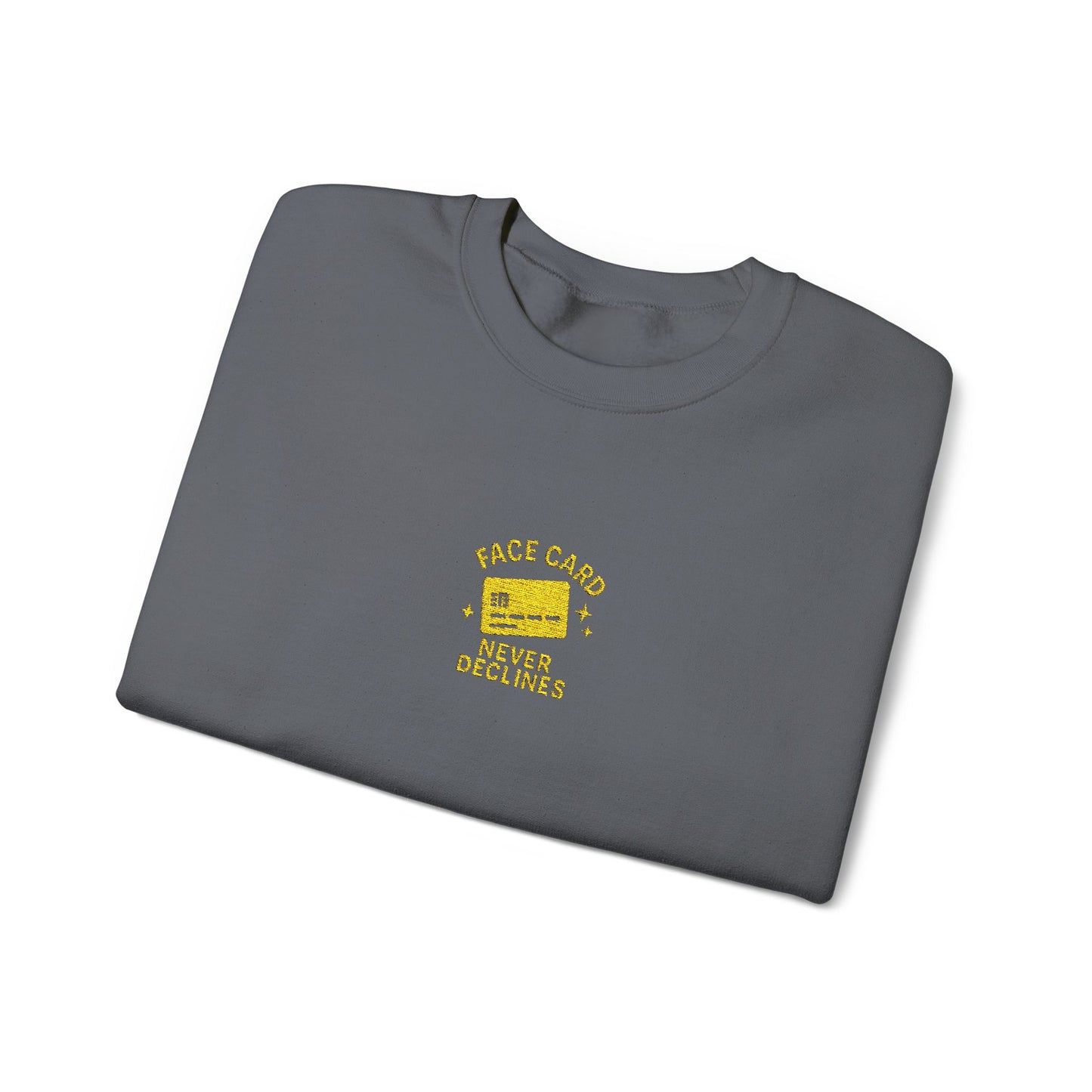 Face Card Never Declines Embroidered Crewneck Sweatshirt