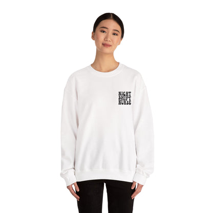 Night Shift Nurse Groovy Embroidered Crewneck Sweatshirt