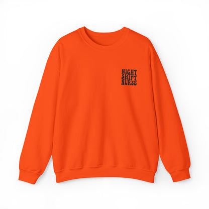 Night Shift Nurse Groovy Embroidered Crewneck Sweatshirt