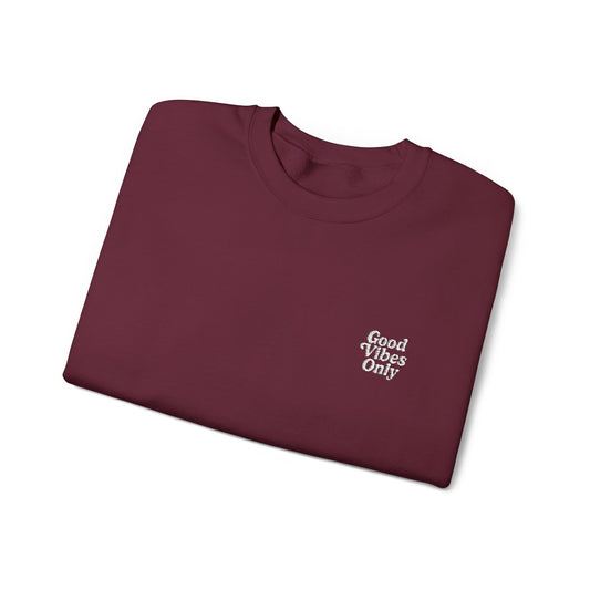 Good Vibes Only Retro Embroidered Crewneck Sweatshirt