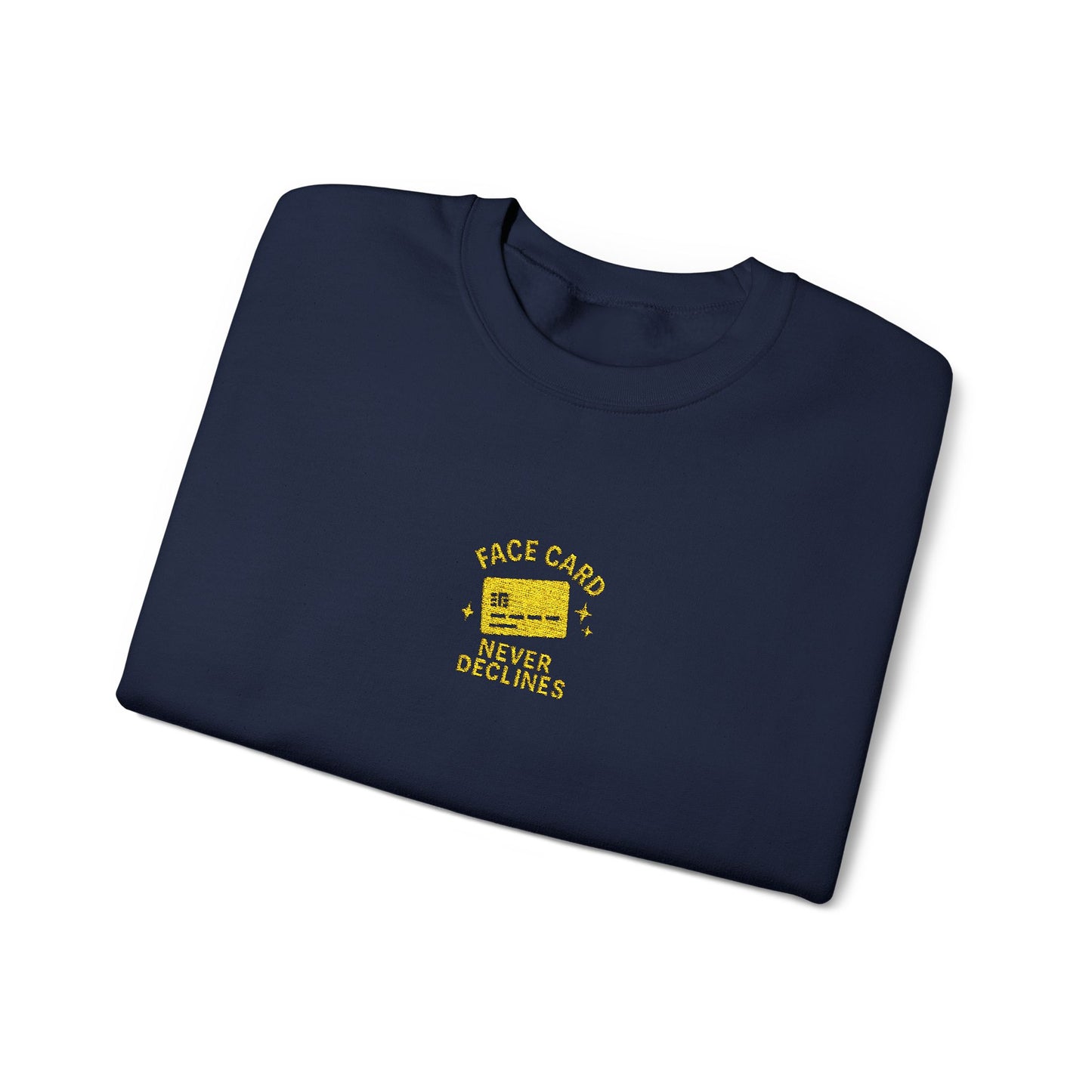 Face Card Never Declines Embroidered Crewneck Sweatshirt