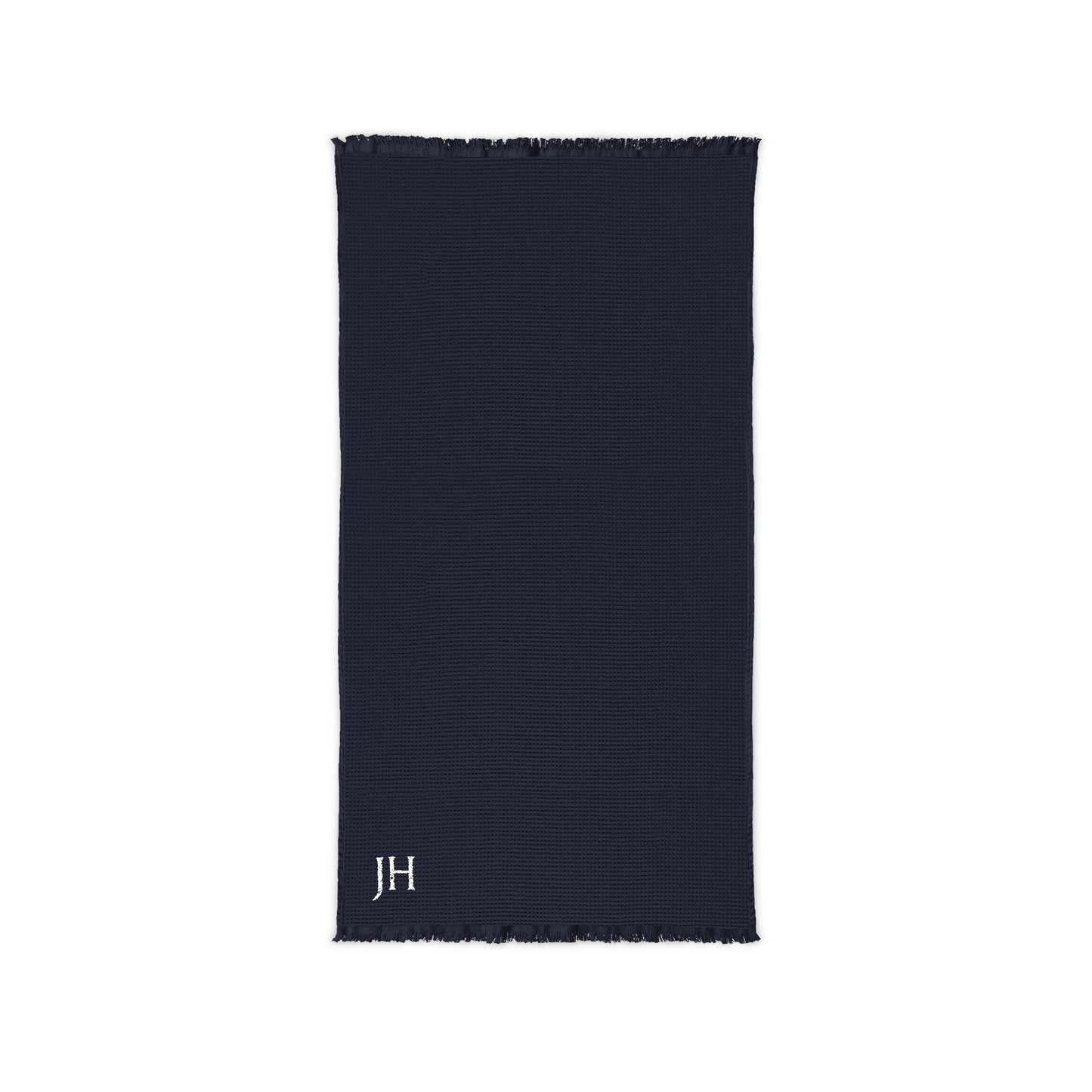 Personalized Embroidered Cotton Waffle Fringed Throw Blanket