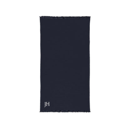 Personalized Embroidered Cotton Waffle Fringed Throw Blanket