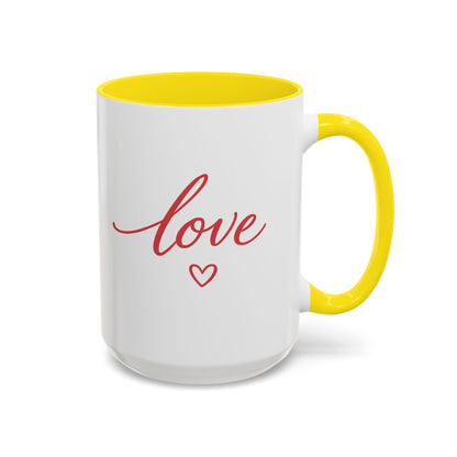 Love Script Accent Coffee Mug – Romantic Heart 11/15oz