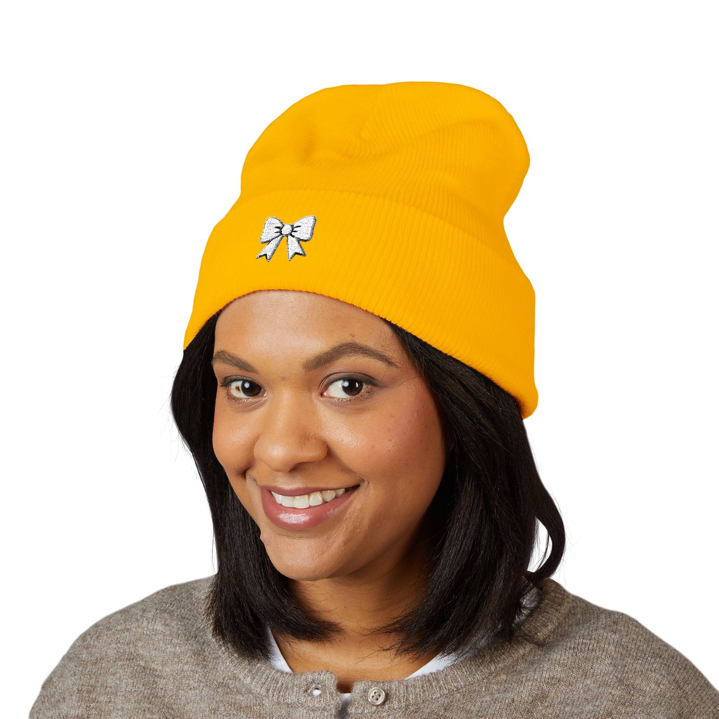Emoji Bow Embroidered Classic Cuffed Beanie