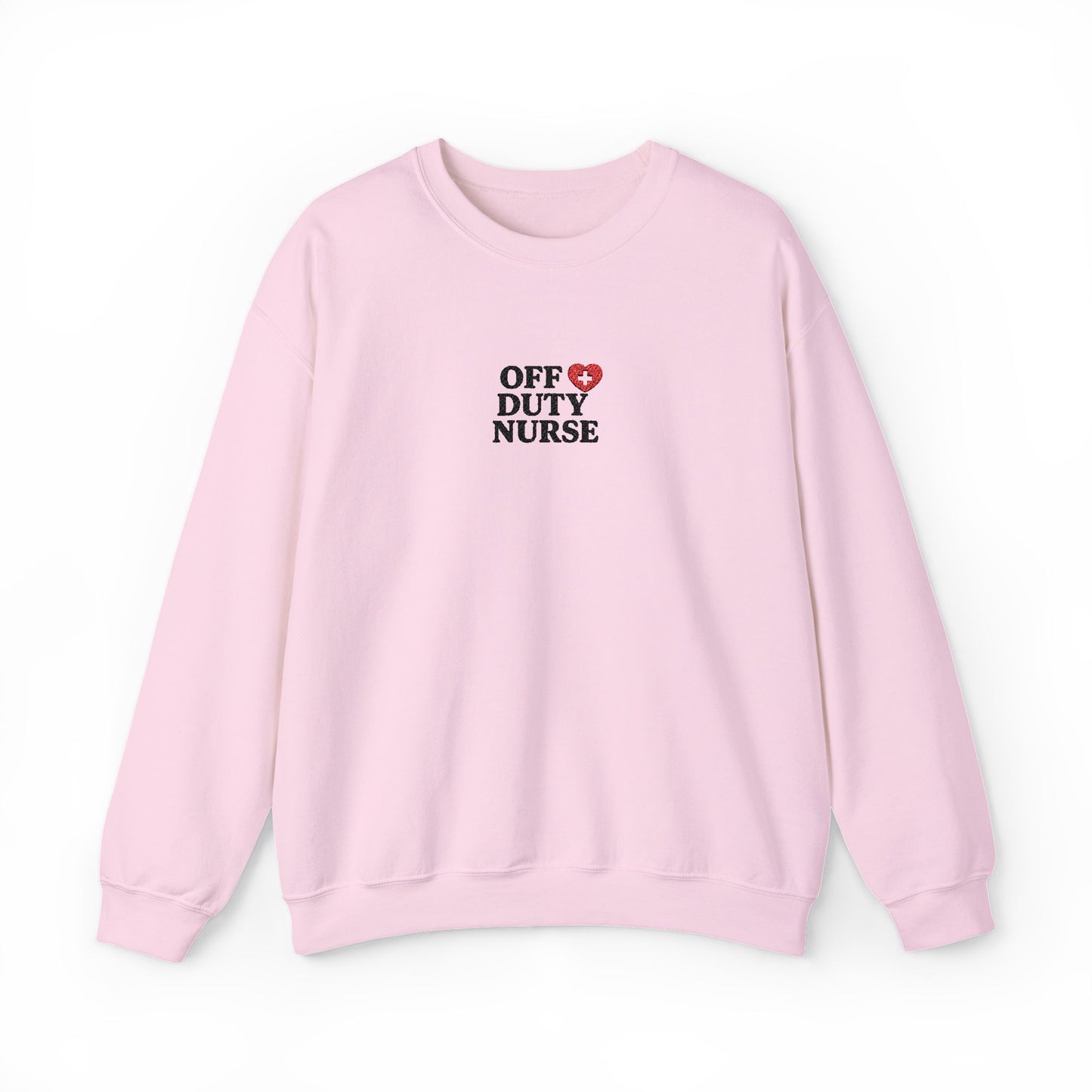 Off Duty Nurse Heart Embroidered Crewneck Sweatshirt